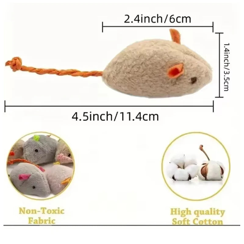 Hot 3/7PCS Interactive Plush Rat And Cat Toys With Durable Linen