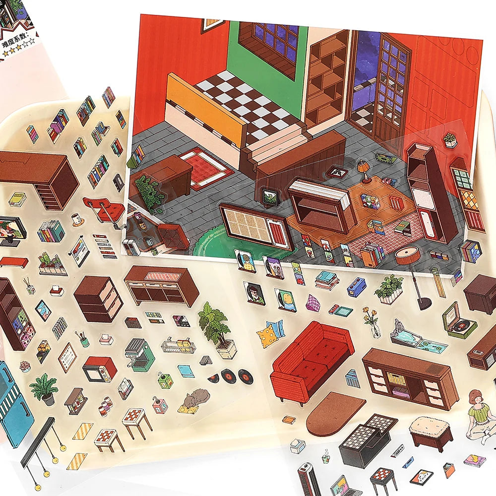 Kawaii leisure suite  3D Home Diary Landscape Sticker  DIY Pocket