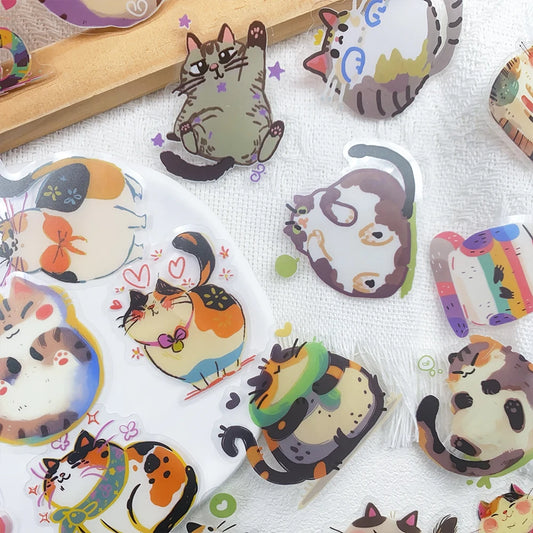 50pcs Cartoon Cute Cats PET Stickers Decals For Phone Laptop Notebook