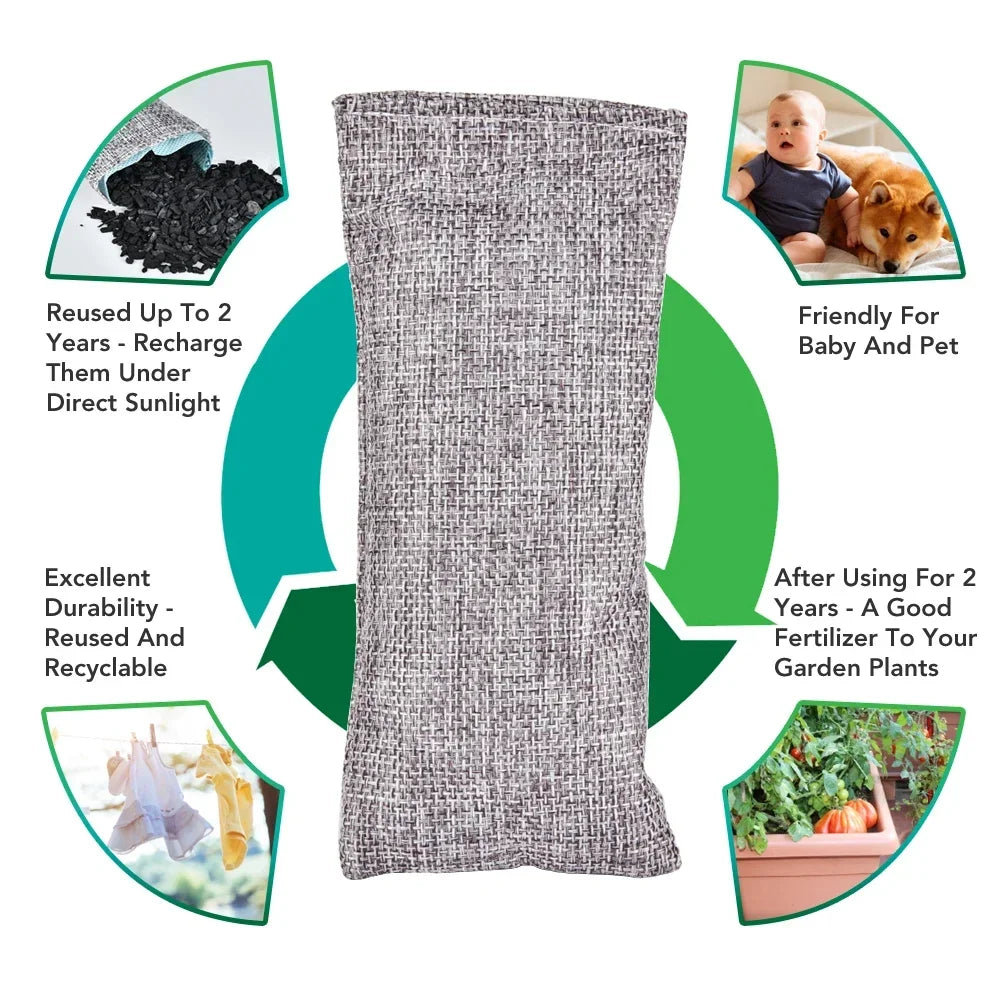10pcs Bamboo Charcoal Bags Air Purification Activated Charcoal Bags