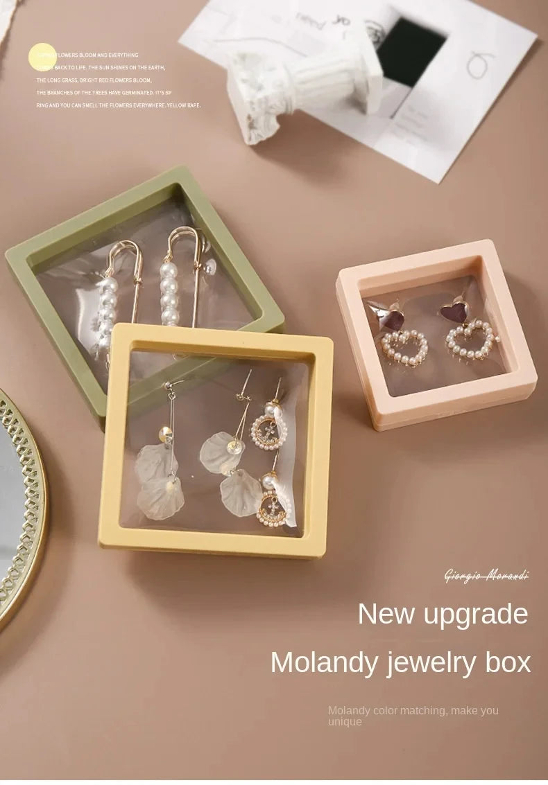 10PS Transparent Film Jewelry Packing Box Suspended Ring Earrings