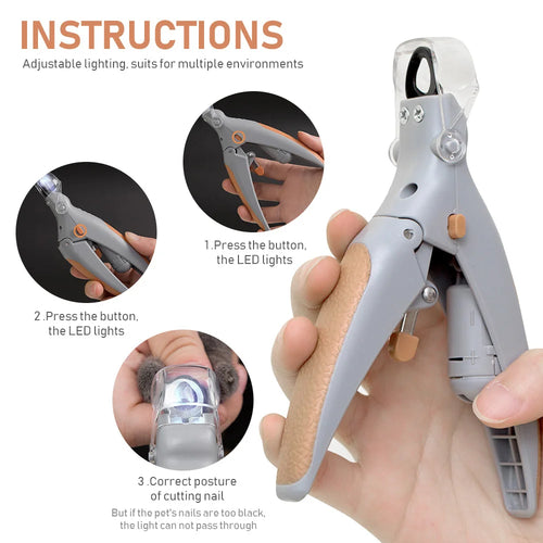 LED Light Pet Nail Clippers - Great for Trimming Cat and Dog Nails and