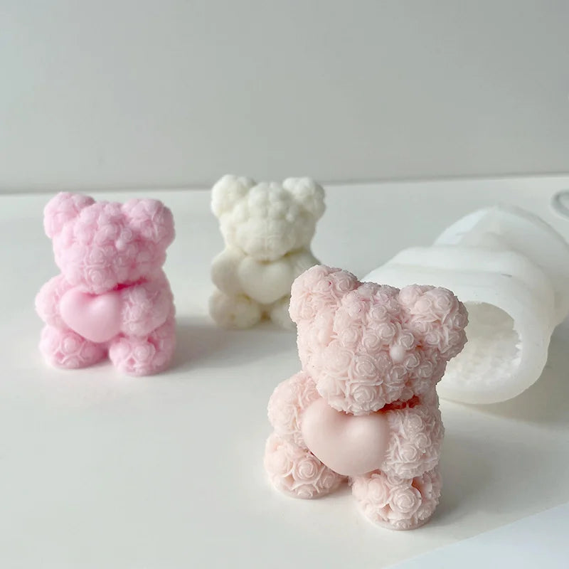 Candle Molds 3D Bear Hug Love Silicone Diy Cute Bear Pet Candle Making