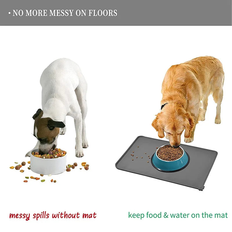 Pet Bowl Food Mat Silicone Dog Cat Feeding Mat Non-Stick Waterproof