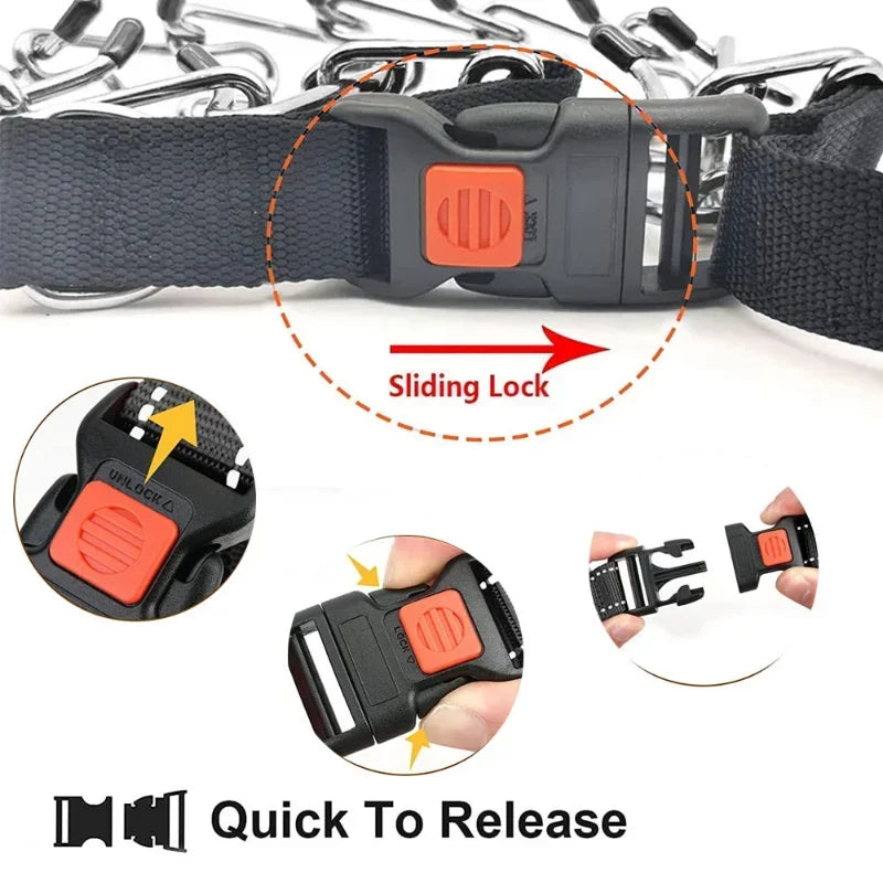 Dog Training Collar Prong Collar with Quick Release Buckle & Nylon