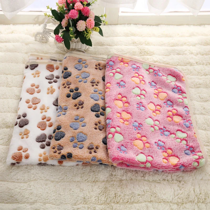 Soft Fluffy High Quality multicolor Pet Blanket Cute Dog Paw Print
