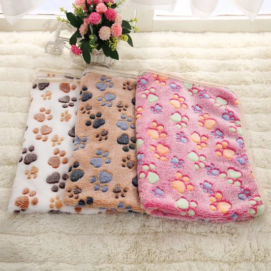Soft Fluffy High Quality multicolor Pet Blanket Cute Dog Paw Print