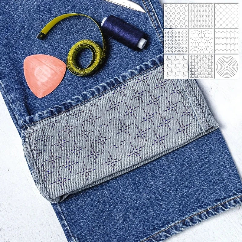 YOMDID 9pcs Sashiko Embroidery Templates Reusable PET Sewing Stencils
