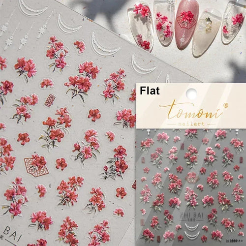 1piece 5Dcute tulip flower nail stickers high quality self-adhesive