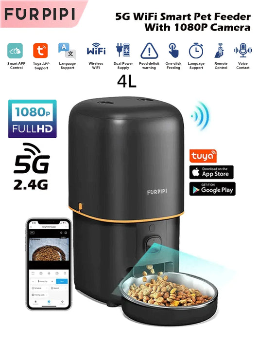 Automatic Cat Feeder Camera Pet Smart Cat Food Kibble Dispenser