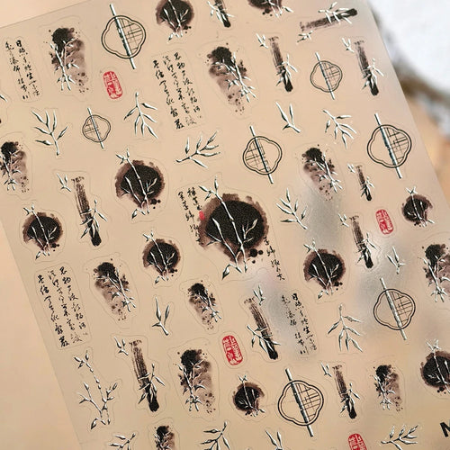 1 pc 5D Chinese style camellia nail sticker Vernal Equinox peach