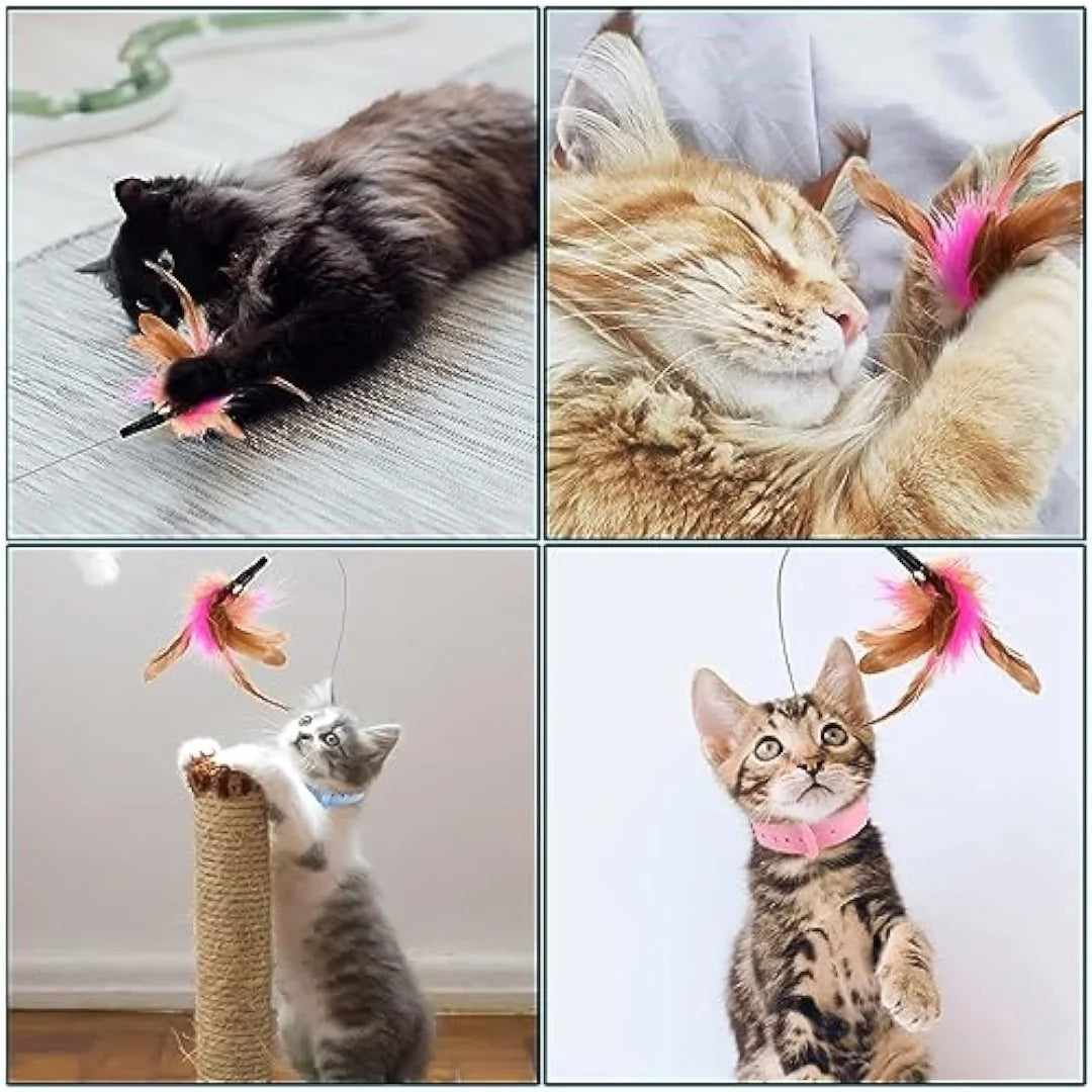Cat Collar Toy Attached, Silicone Cat Teasing Wand Adjustable Cat
