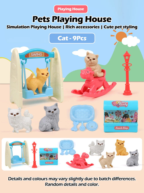 Cute Dog Pet Basket Family Toys Dog Doll Set Dog Cage Toys Scene