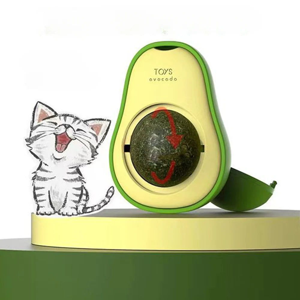 Avocado Catnip Ball Rotatable Pet Toy Mint Ball Wall Stickup Cat