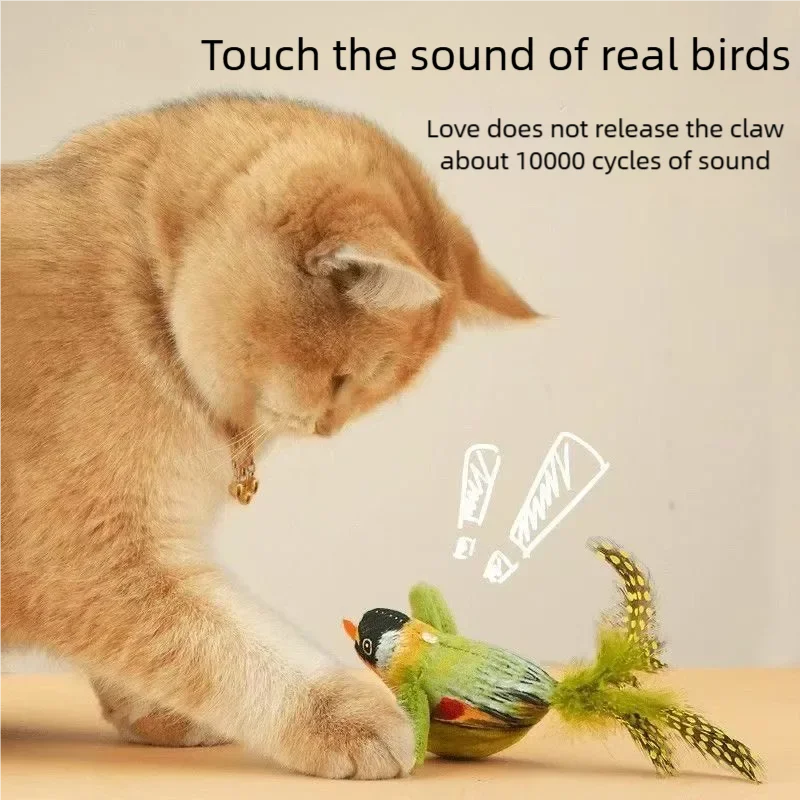 Interactive Cat Toy Electric Simulation Bird With Chirping Sound