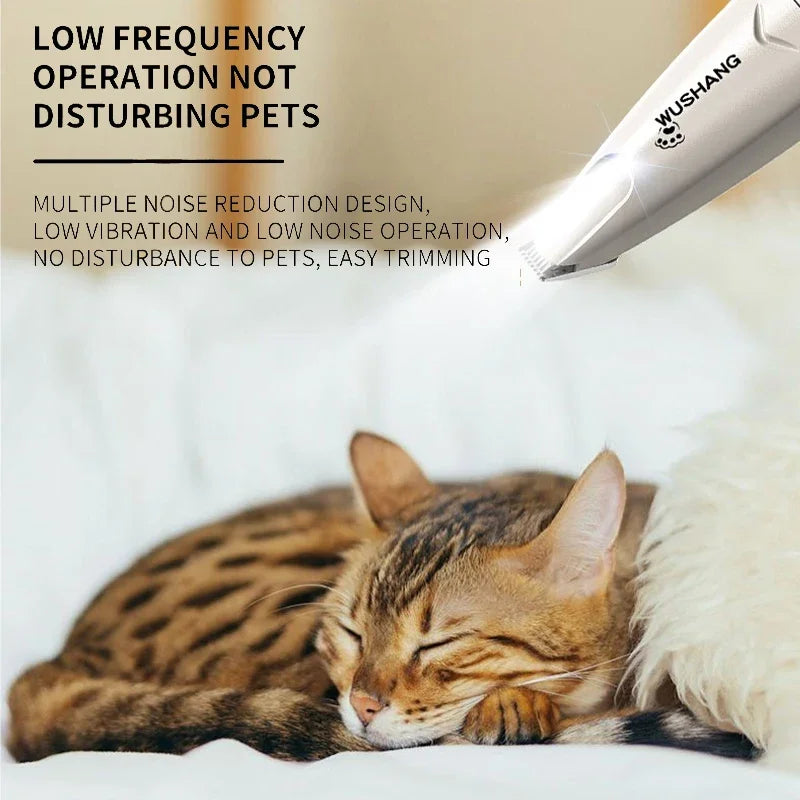 Pet Dog Electric Groomer Trimmer with LED Light Waterproof Pet Foot