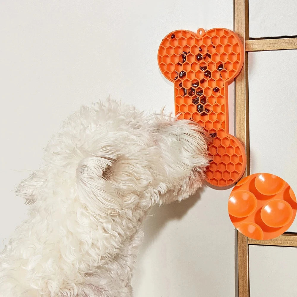 1PC Dog Slow Food Pad Bone Silicone Pet Licking Pad Mat Placemats Pet
