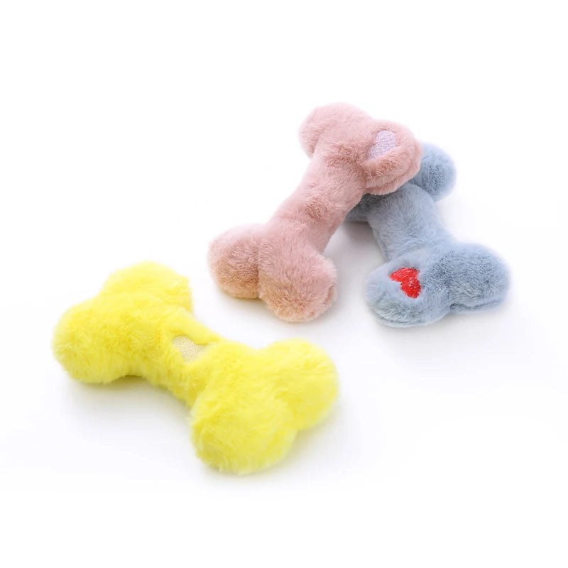 Cute love bone plush vocal dog toys containing bb called grinding