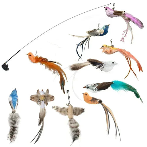 Simulation Bird Cat Toys Funny Interactive Peacock with Bell Cat Stick