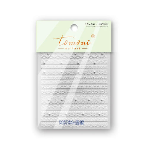 5D black and white lace stripe nail art sticker high quality comes