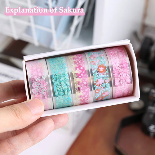 5-PCS boxed transparent pet flower language and paper tape diy