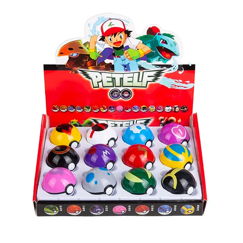 12 Pcs/Set Pokemon Pikachu Action Figure Pokeball Game Toy  Pocket