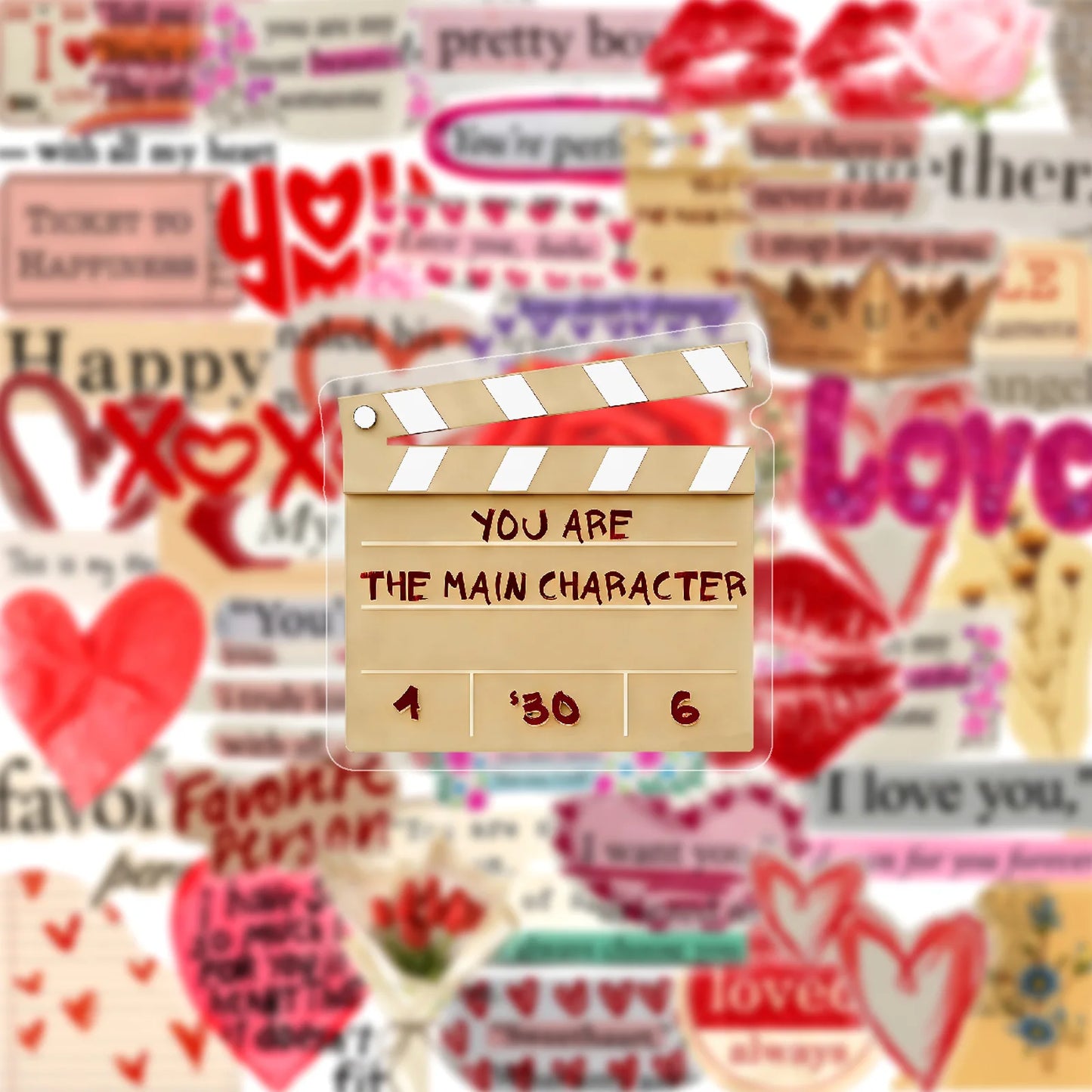 50PCS Love Valentine's Day English PET Sticker Cute Graffiti DIY