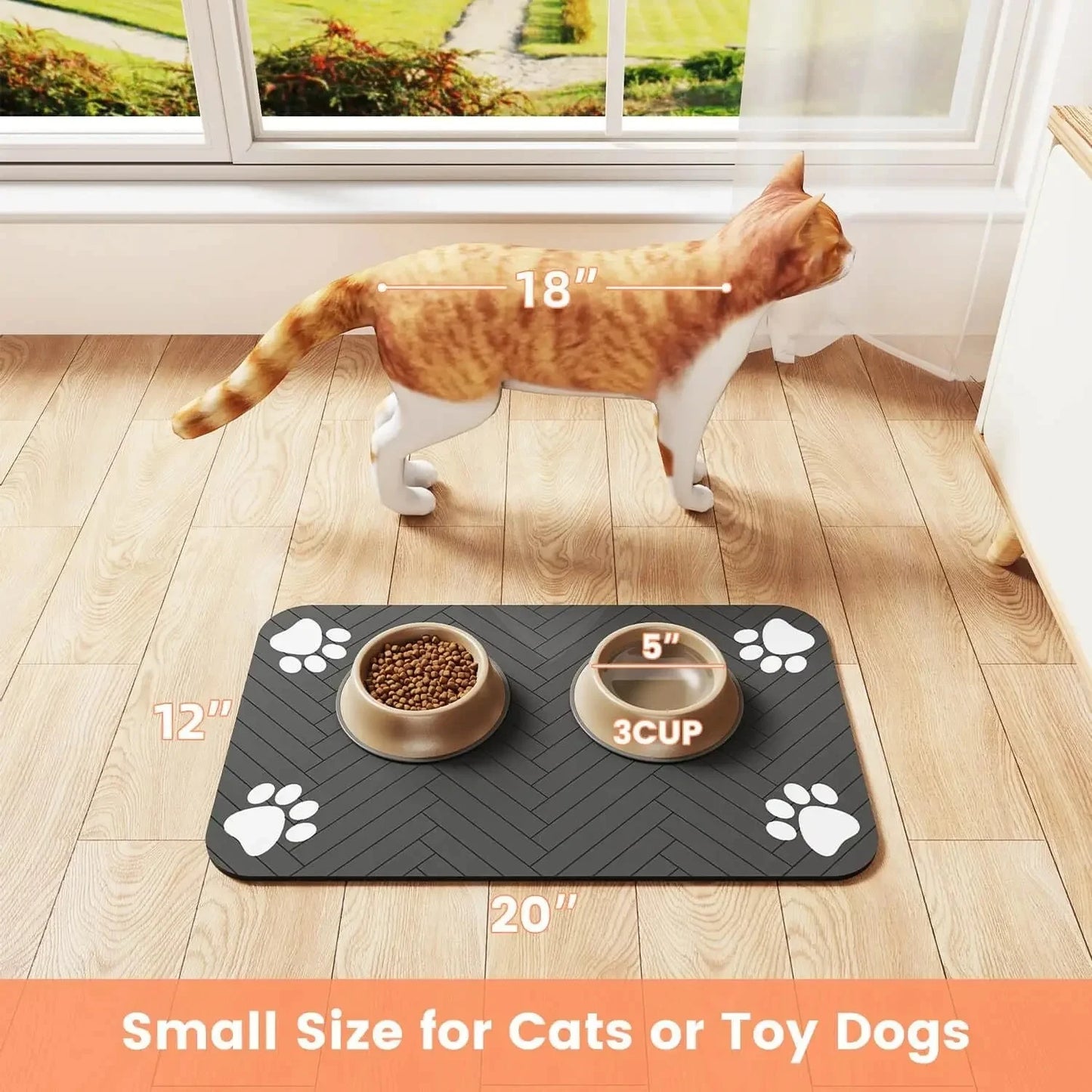 S（little kitten ）、M、L bsorbent Pet Feeding Mat, Waterproof Placemat