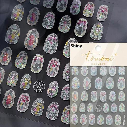 1piece 5D glass fragment nail sticker high quality stained glass