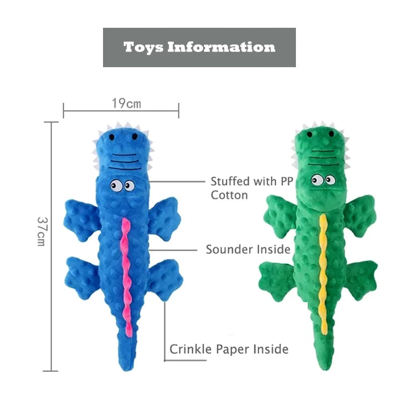 Soft Plush Pet Dog Squeaky Chew Toys Stuffed Crocodile for Small Large