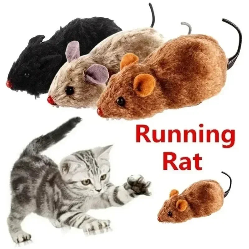 New 1Pc Funny Lifelike Plush Mouse Running Rat Toy for Cats Dogs Tail