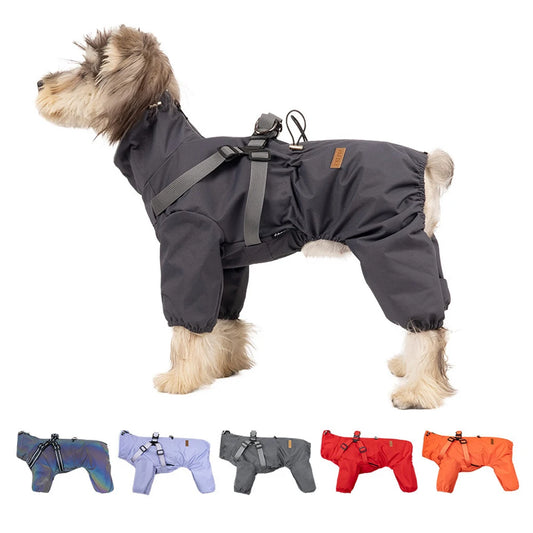 Dog Raincoat with Harness Waterproof Pet Rain Jacket for Small Dogs