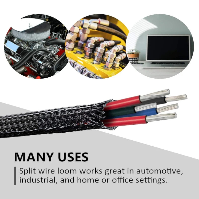3/5M Black Insulated Braid Sleeving