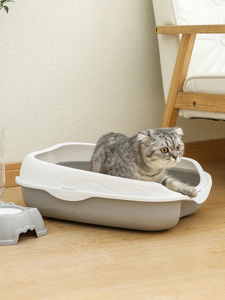 Semi-enclosed Litter Box Spatter-proof Cat Toilet Large Kitten