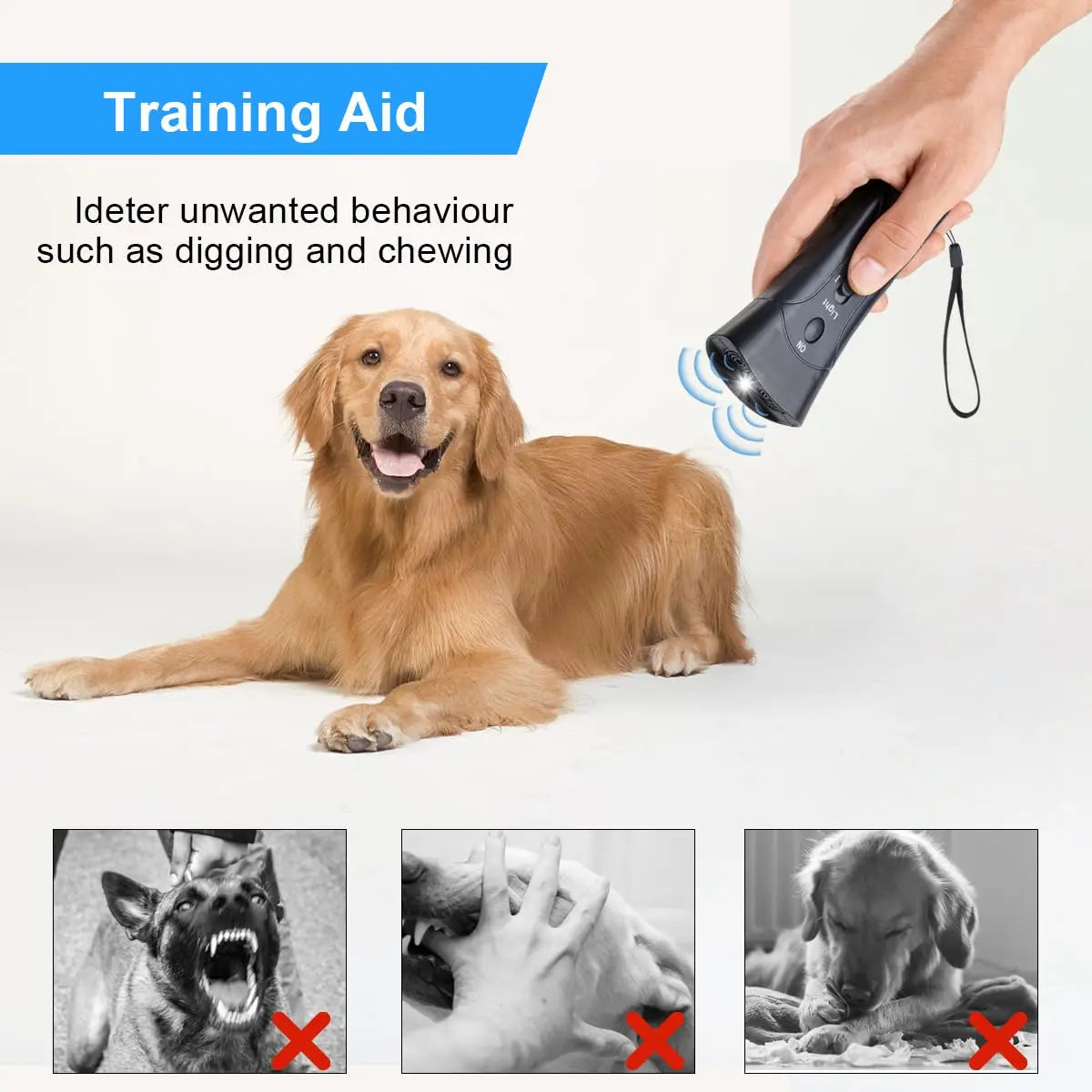 Ultrasonic Dog Barking Deterrent Trainer with LED Light Stop Bark