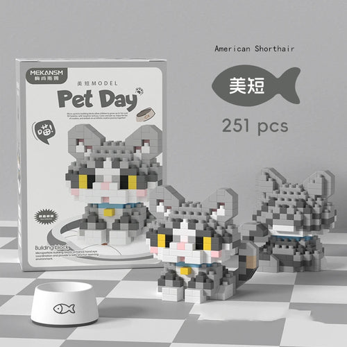 Mini Cute Pet Cat Series Cute Ragdoll Siamese Cat Brick Corgi Husky