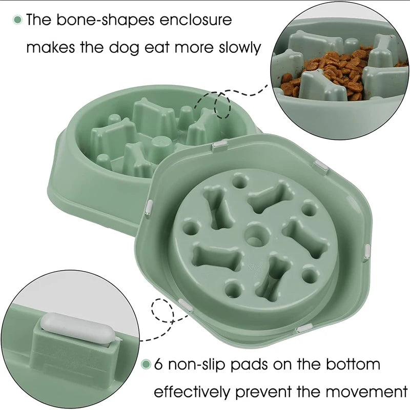 Slow Feeder Dog Bowl Anti-choking Puppy Food Bowl Anti-slip Pet Slow