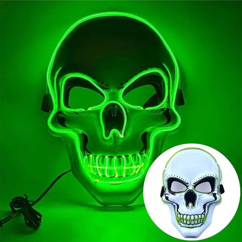 Halloween Adult Purification Mask LED Glowing Skull Terror Mask Cold