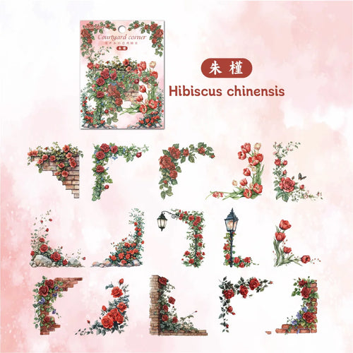30 Pcs Flowers Corner Stickers PET sticker package DIY diary