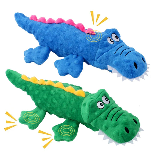 Soft Plush Pet Dog Squeaky Chew Toys Stuffed Crocodile for Small Large