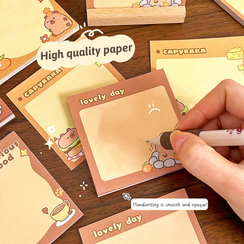 50/200PCS Cute Cartoon Capybara Memo Pad Stickers School Supplies