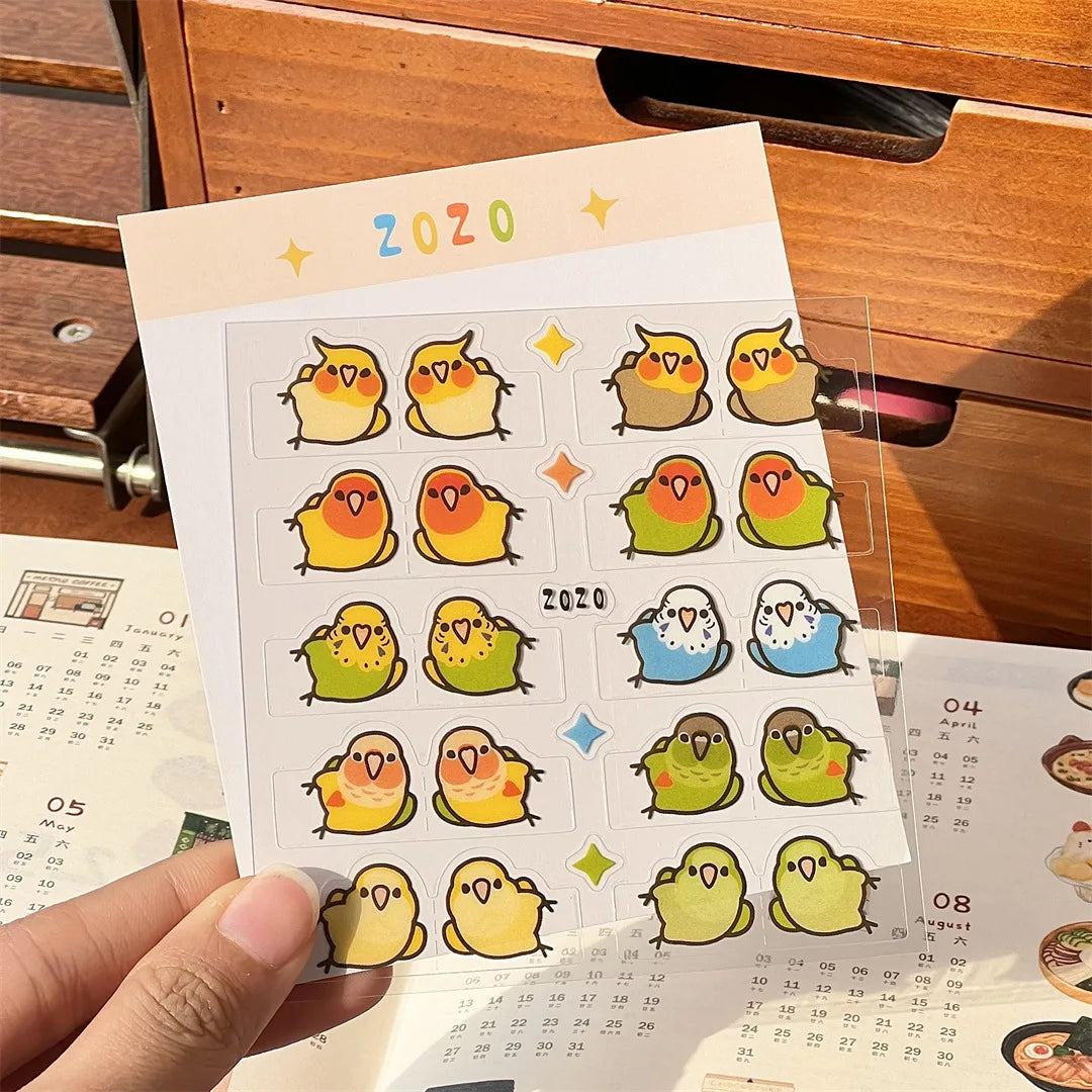 10/20 Creative and Cute Parrot Index Stickers, PET Bookmark, Hand