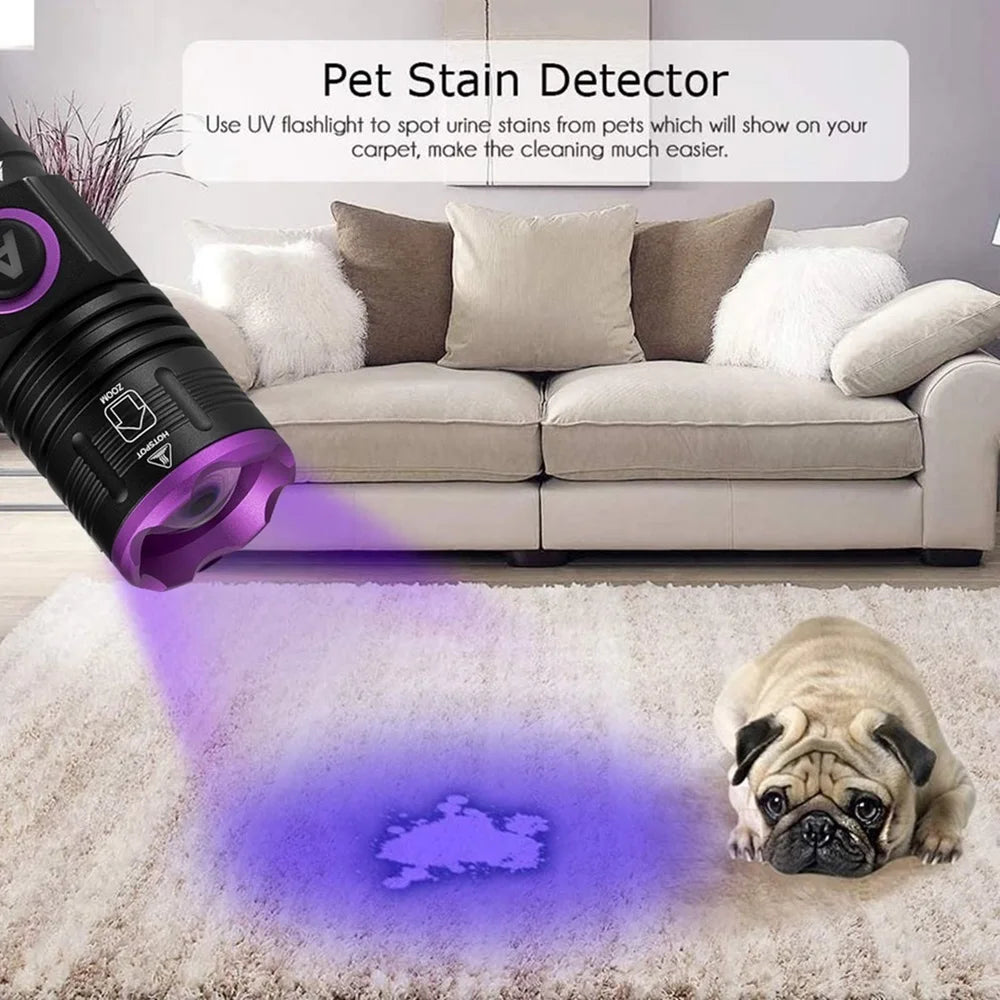 365/395nm Zoom UV Flashlight USB Rechargeable Ultraviolet adhesive