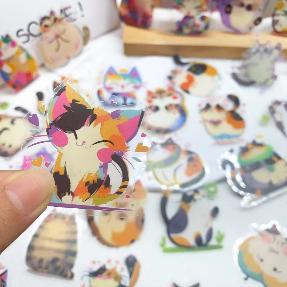 50pcs Cartoon Cute Cats PET Stickers Decals For Phone Laptop Notebook