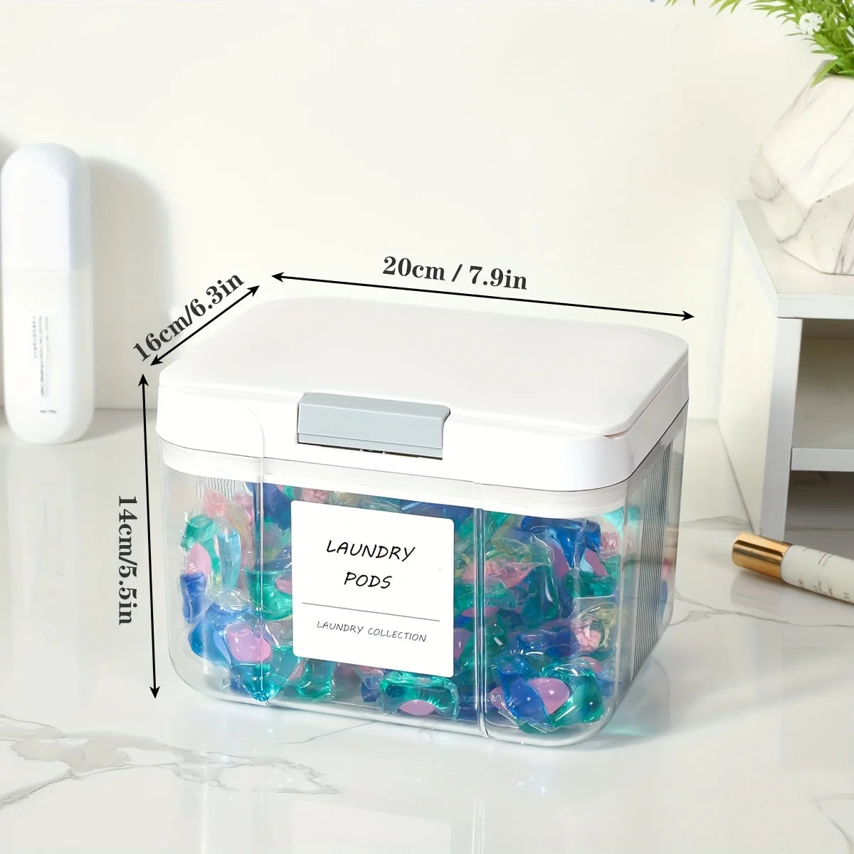 Laundry Pod Holder with Lid Laundry Pod Container,Sealed and Automatic