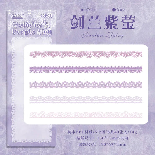 40 pcs Lace Stickers Cute Aesthetics Decor Collage Junk Journal