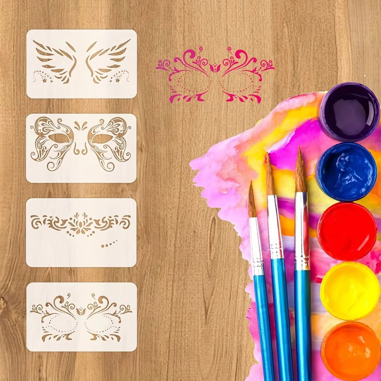 16 Reusable Pet Face Painting Stencils, Various Designs, Suitable for