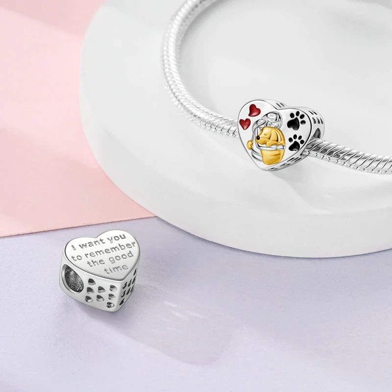 New 925 Sterling Silver Charm Beads Dog Cat Pets Pendant Fit Original