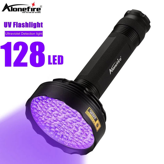 128LED 395nm UV Flashlight High Power Ultraviolet Torch Money Ore Pet