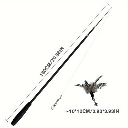 Four-Section Telescopic Cat Rod - Extendable, Cartoon Patterned, Metal